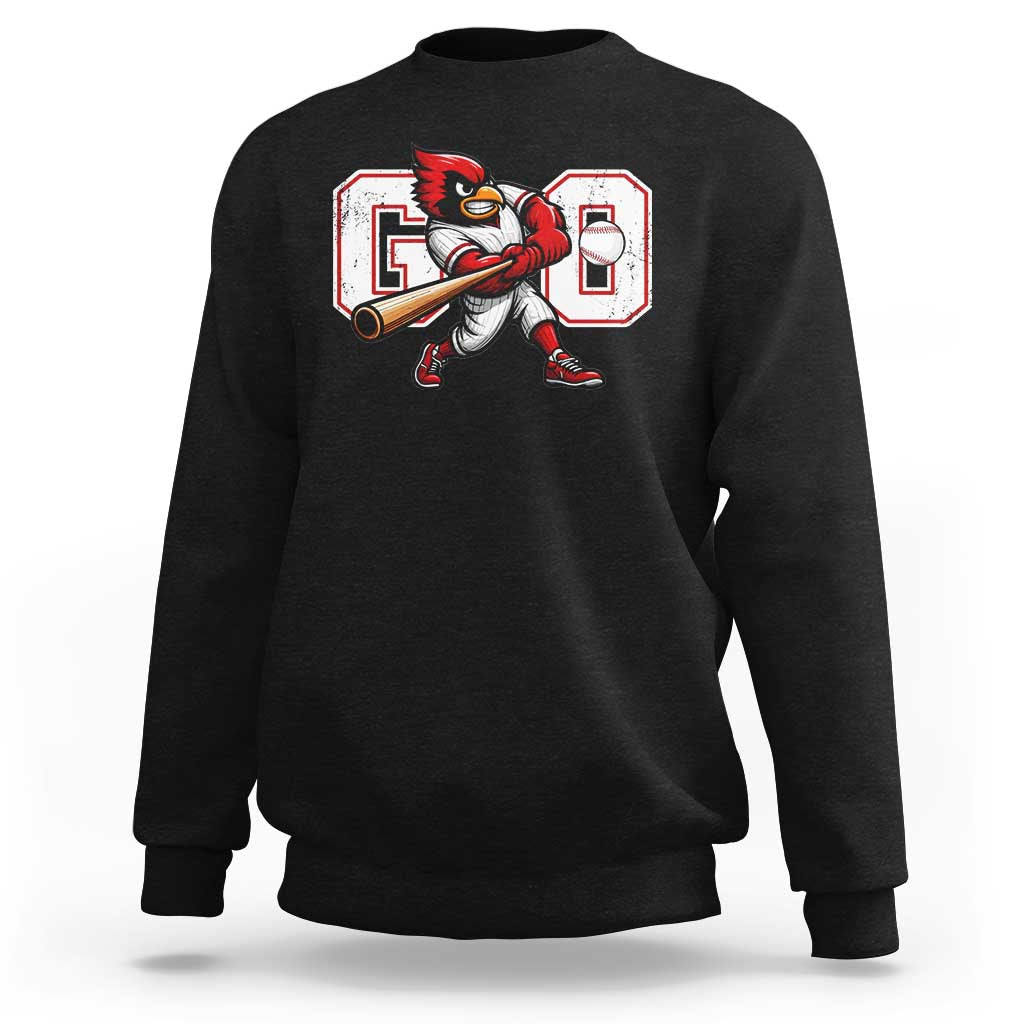 Go Cardinal Playing Baseball Graphic Sweatshirt for Sports Fan