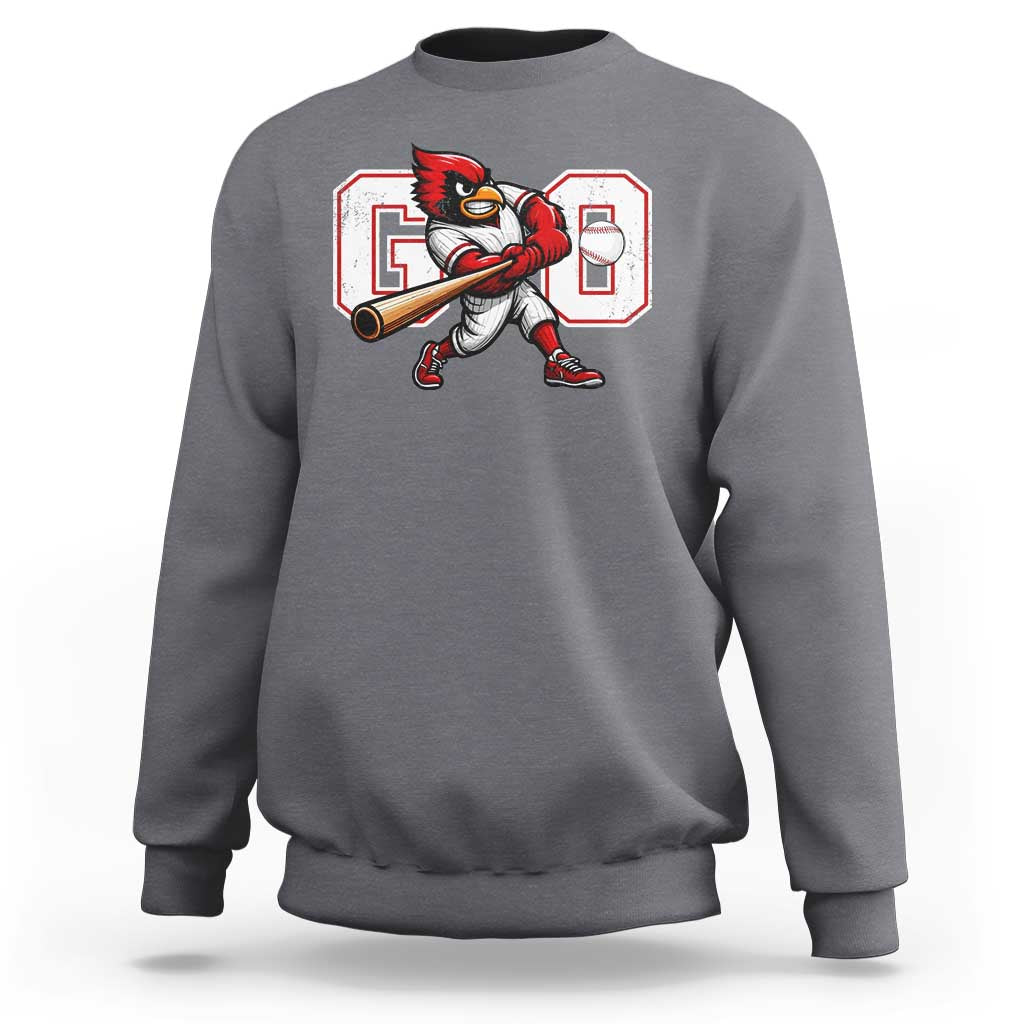 Go Cardinal Playing Baseball Graphic Sweatshirt for Sports Fan