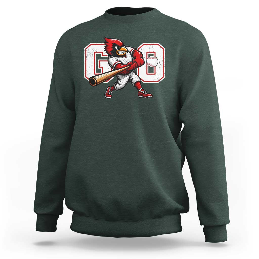 Go Cardinal Playing Baseball Graphic Sweatshirt for Sports Fan