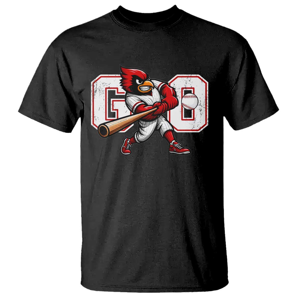 Go Cardinal Playing Baseball Graphic T Shirt for Sports Fan