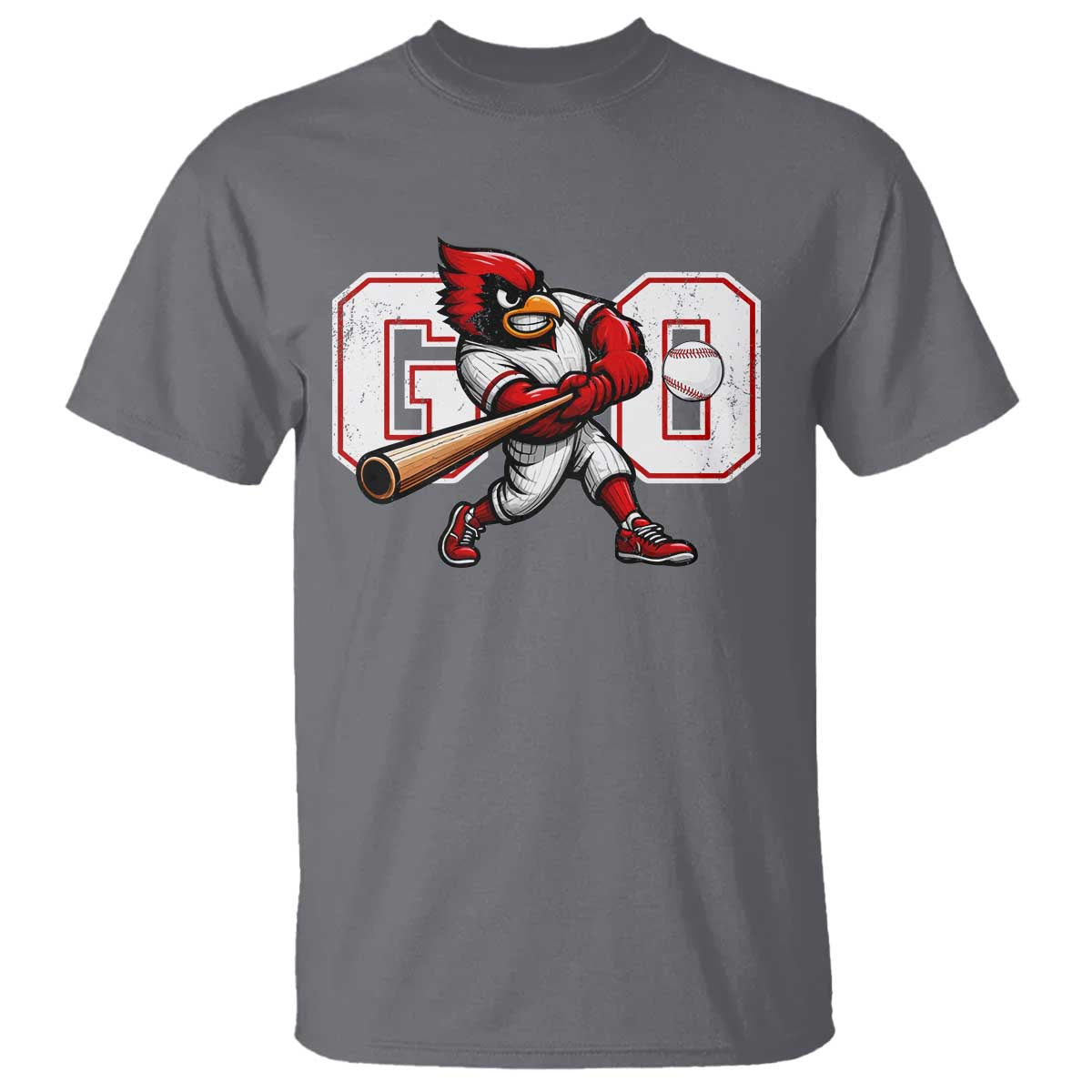 Go Cardinal Playing Baseball Graphic T Shirt for Sports Fan