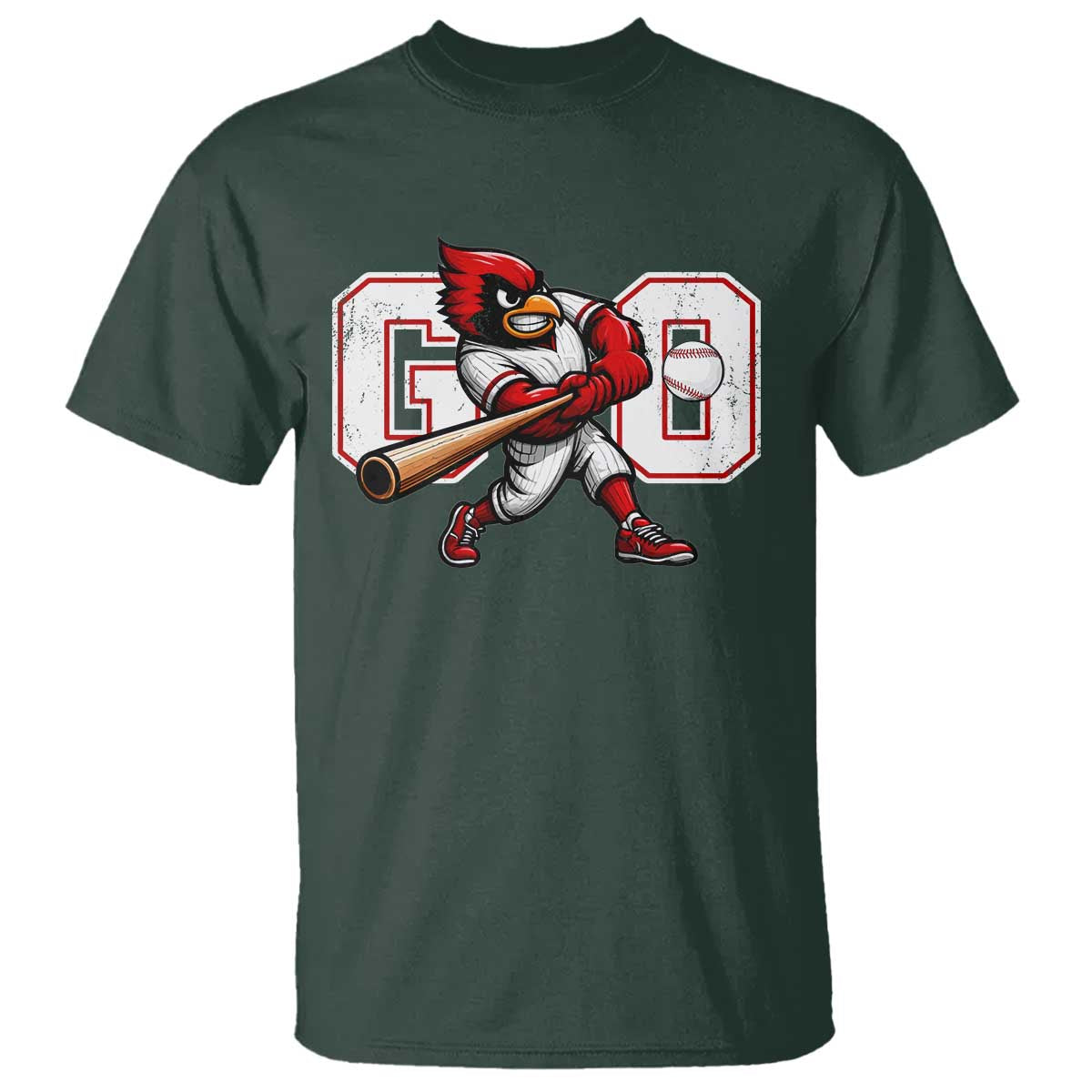 Go Cardinal Playing Baseball Graphic T Shirt for Sports Fan