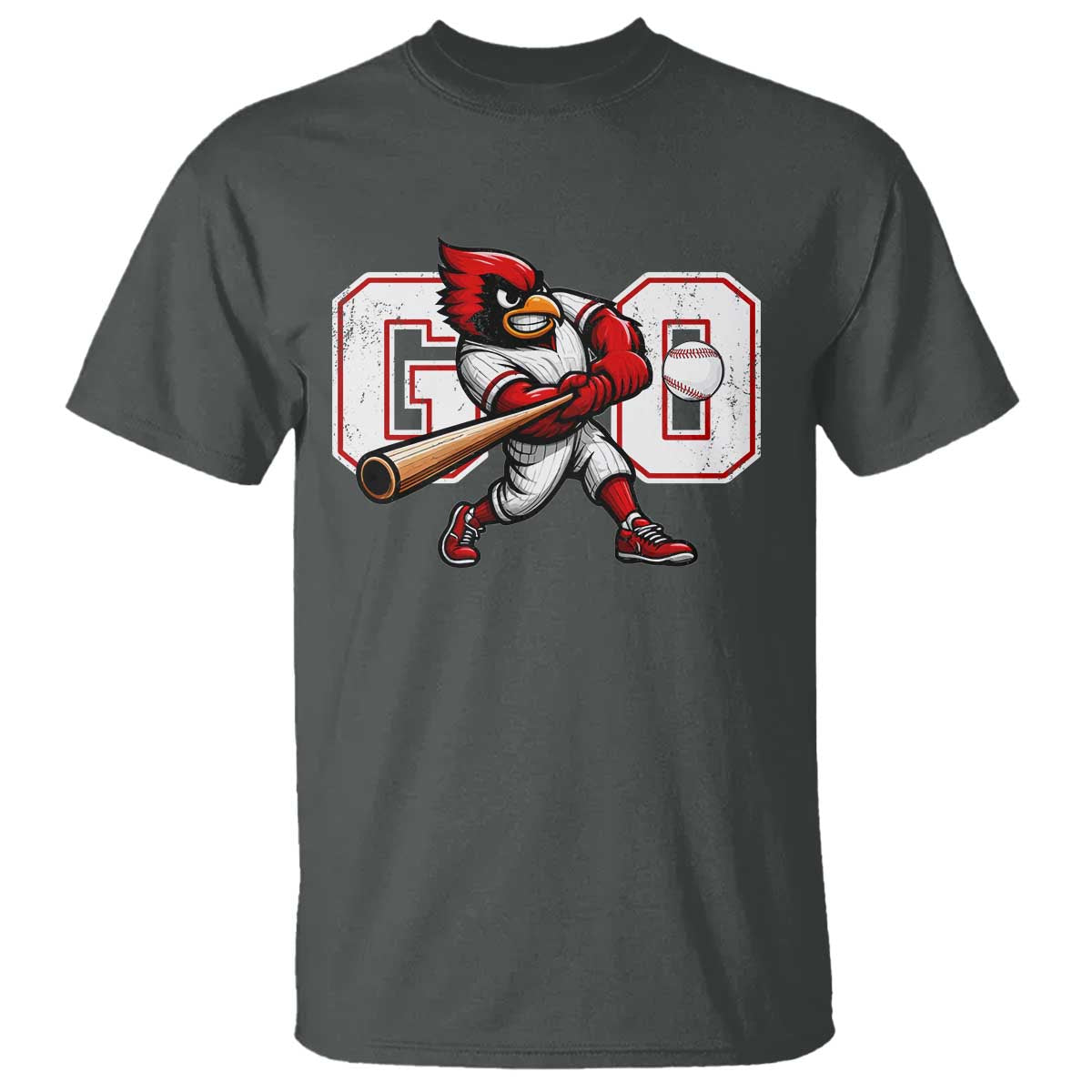 Go Cardinal Playing Baseball Graphic T Shirt for Sports Fan