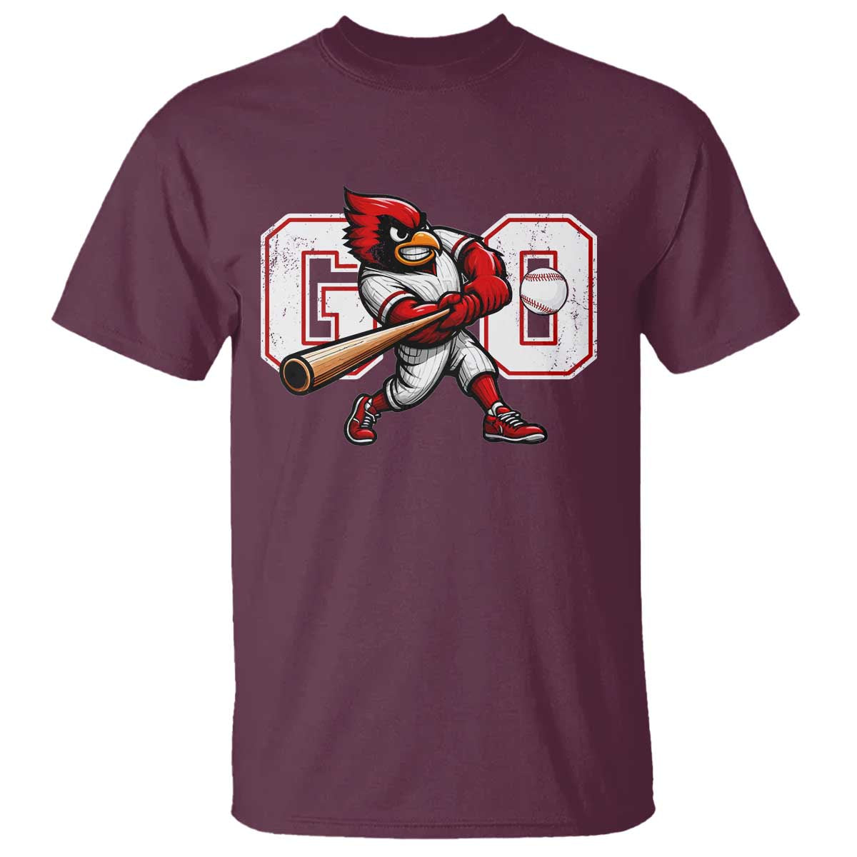Go Cardinal Playing Baseball Graphic T Shirt for Sports Fan