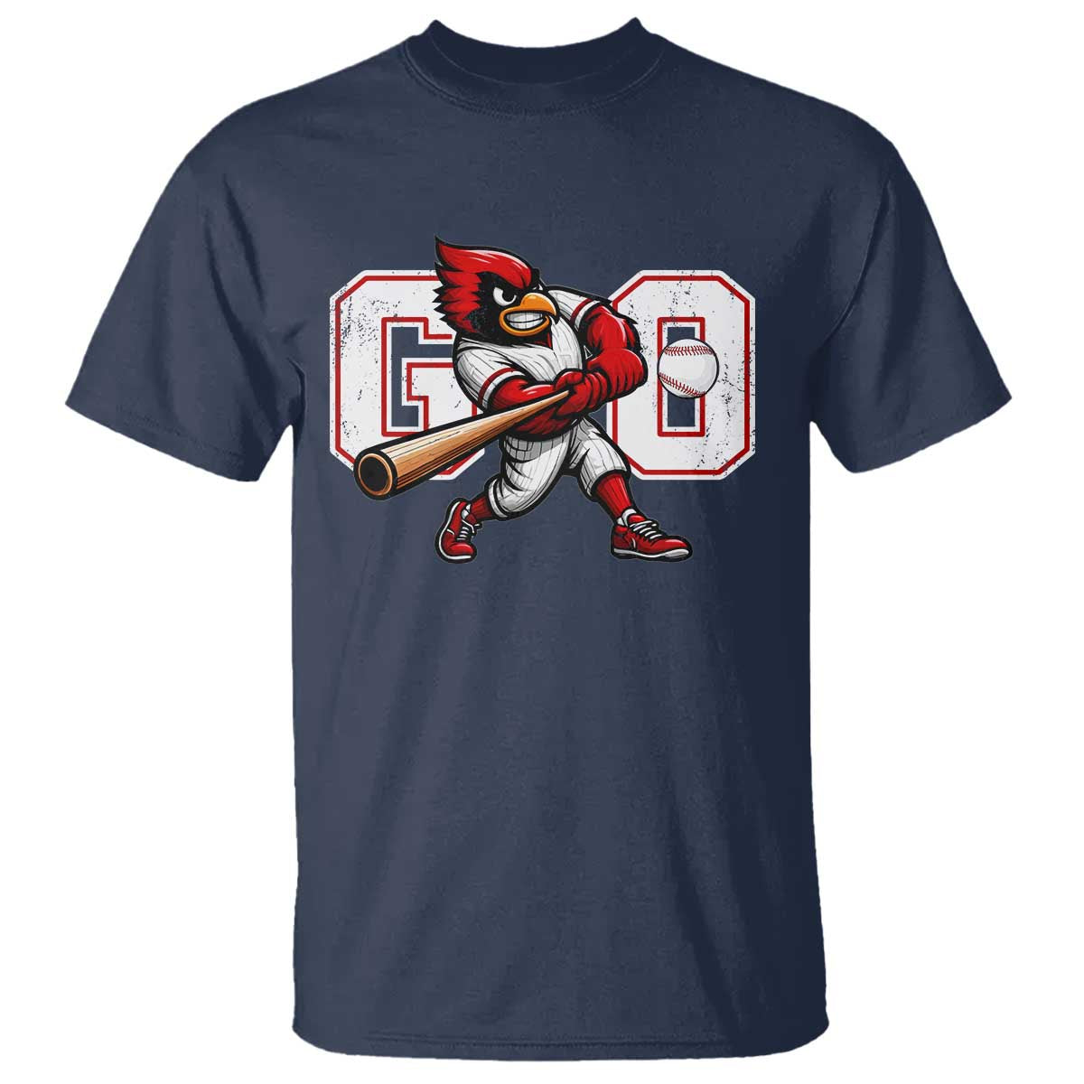 Go Cardinal Playing Baseball Graphic T Shirt for Sports Fan