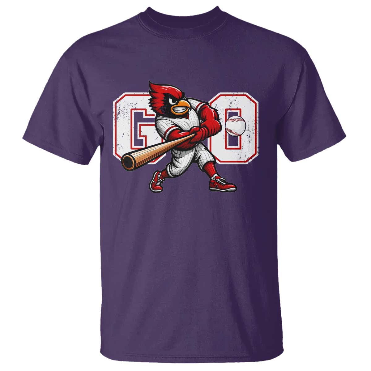Go Cardinal Playing Baseball Graphic T Shirt for Sports Fan