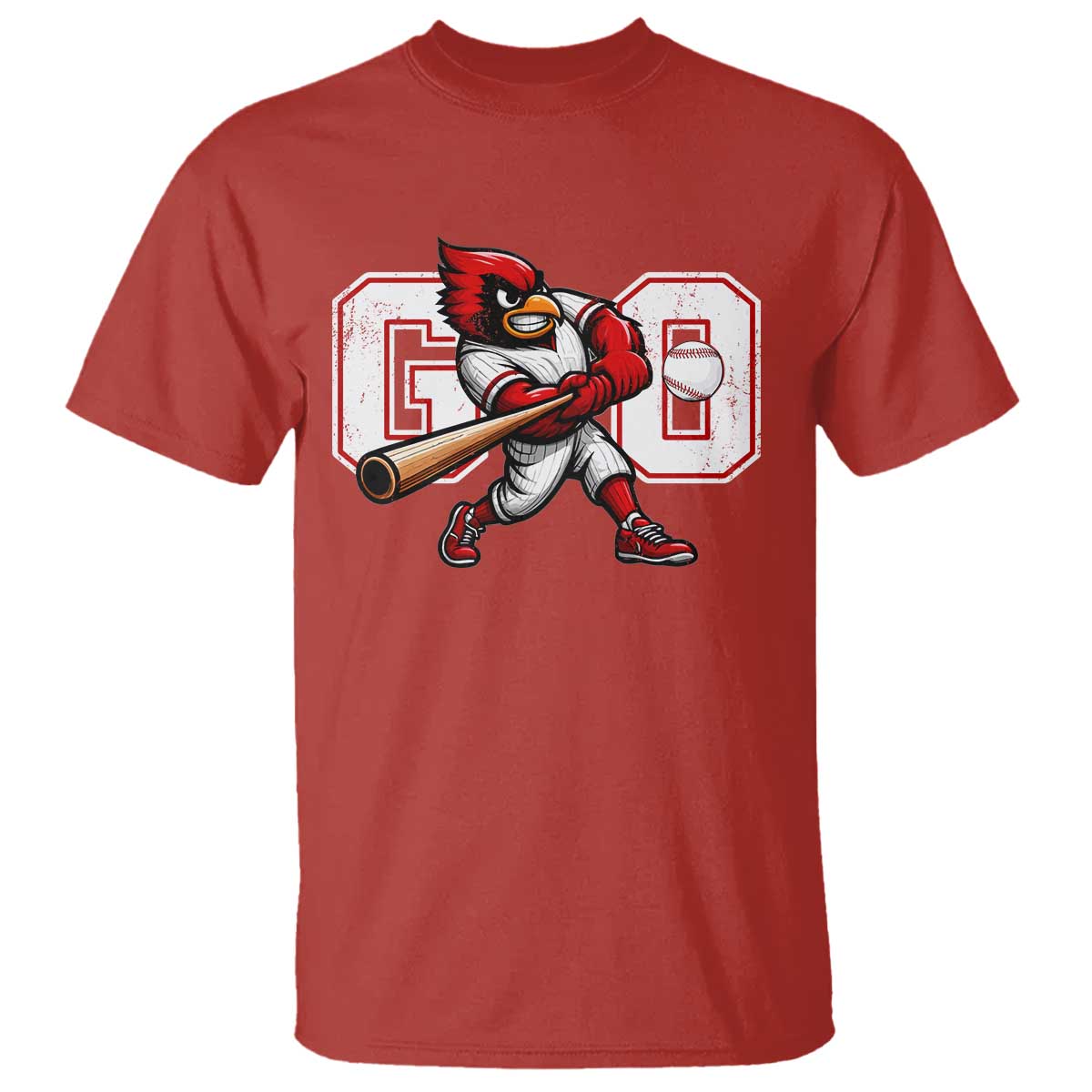 Go Cardinal Playing Baseball Graphic T Shirt for Sports Fan