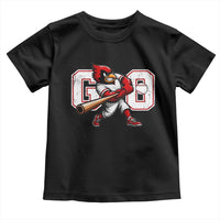 Go Cardinal Playing Baseball Graphic Toddler T Shirt for Sports Fan