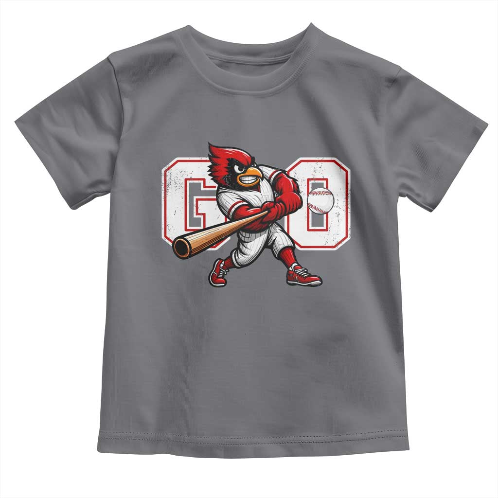 Go Cardinal Playing Baseball Graphic Toddler T Shirt for Sports Fan