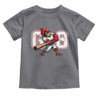 Go Cardinal Playing Baseball Graphic Toddler T Shirt for Sports Fan