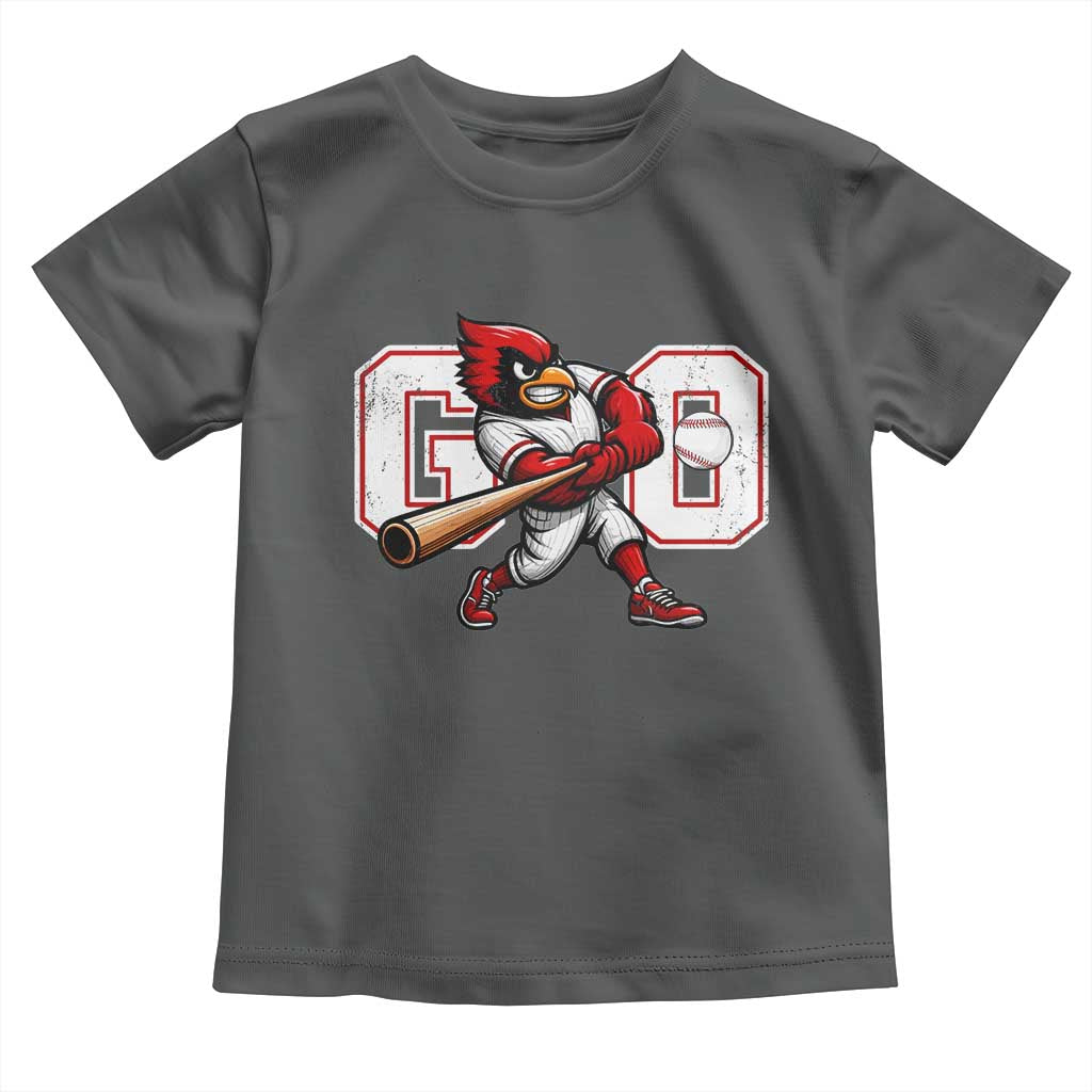 Go Cardinal Playing Baseball Graphic Toddler T Shirt for Sports Fan