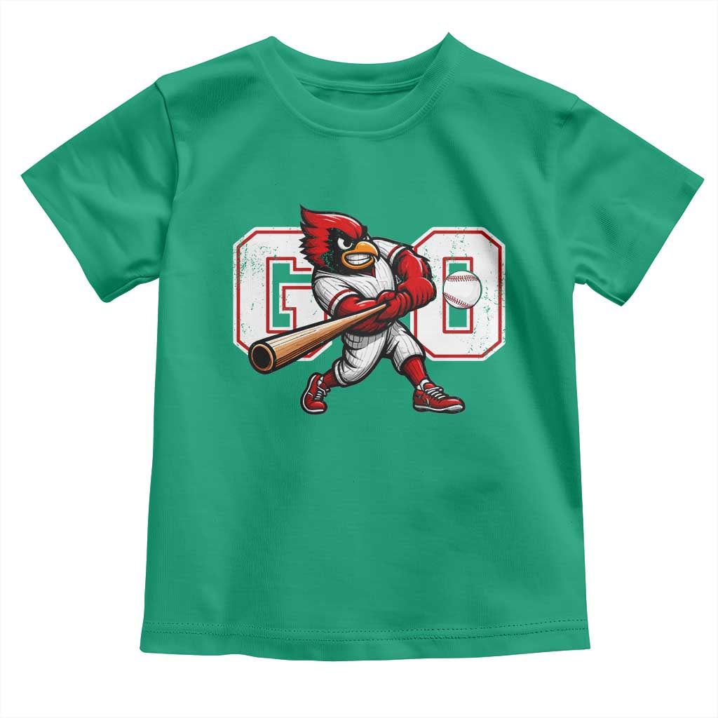 Go Cardinal Playing Baseball Graphic Toddler T Shirt for Sports Fan