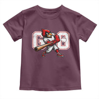 Go Cardinal Playing Baseball Graphic Toddler T Shirt for Sports Fan