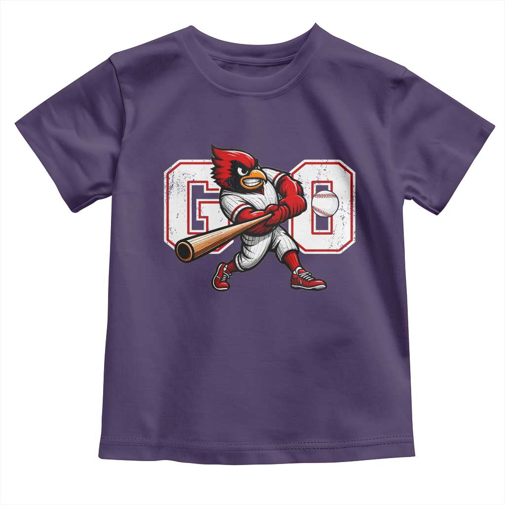 Go Cardinal Playing Baseball Graphic Toddler T Shirt for Sports Fan