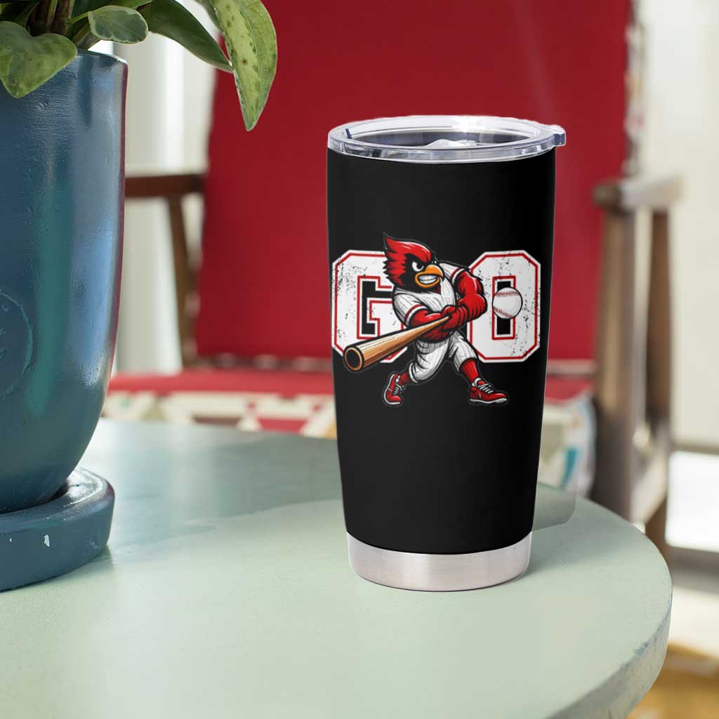 Go Cardinal Playing Baseball Graphic Tumbler Cup for Sports Fan