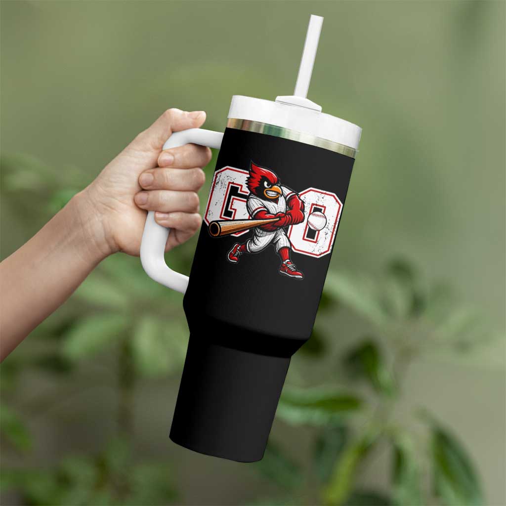 Go Cardinal Playing Baseball Graphic Tumbler With Handle for Sports Fan