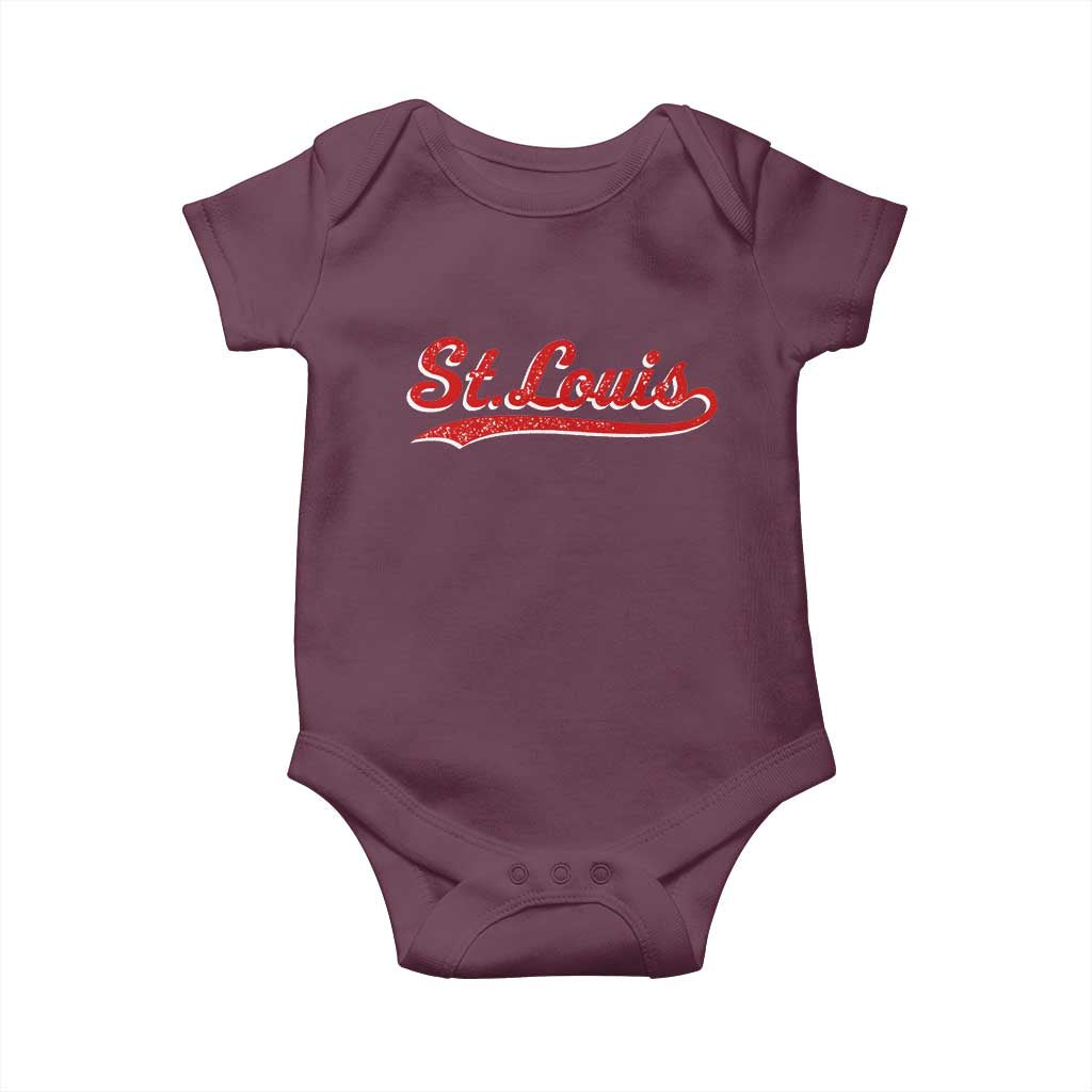 St Louis Sports Script Retro Baseball Lovers Proud City Baby Onesie