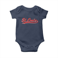 St Louis Sports Script Retro Baseball Lovers Proud City Baby Onesie