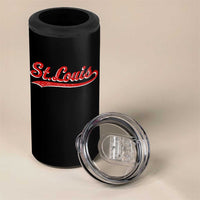 St Louis Sports Script Retro Baseball Lovers Proud City 4 in 1 Can Cooler Tumbler
