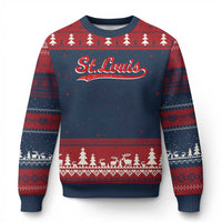 St Louis Sports Script Retro Baseball Lovers Proud City Ugly Christmas Sweater