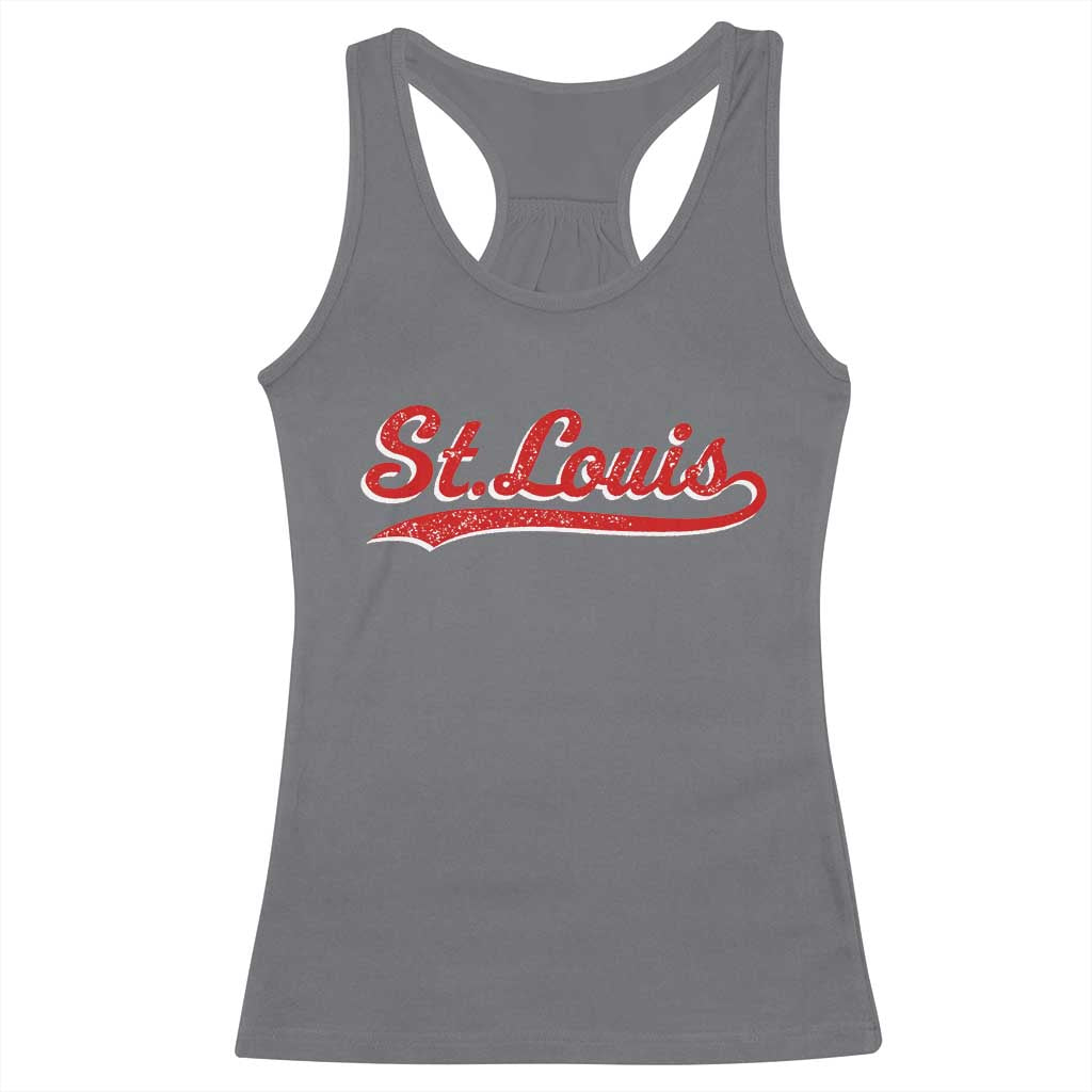 St Louis Sports Script Retro Baseball Lovers Proud City Racerback Tank Top