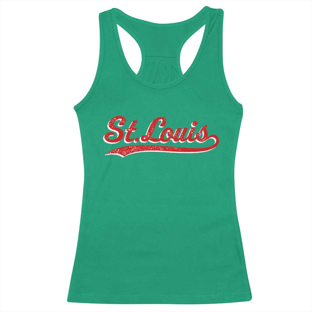 St Louis Sports Script Retro Baseball Lovers Proud City Racerback Tank Top