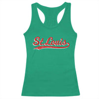 St Louis Sports Script Retro Baseball Lovers Proud City Racerback Tank Top
