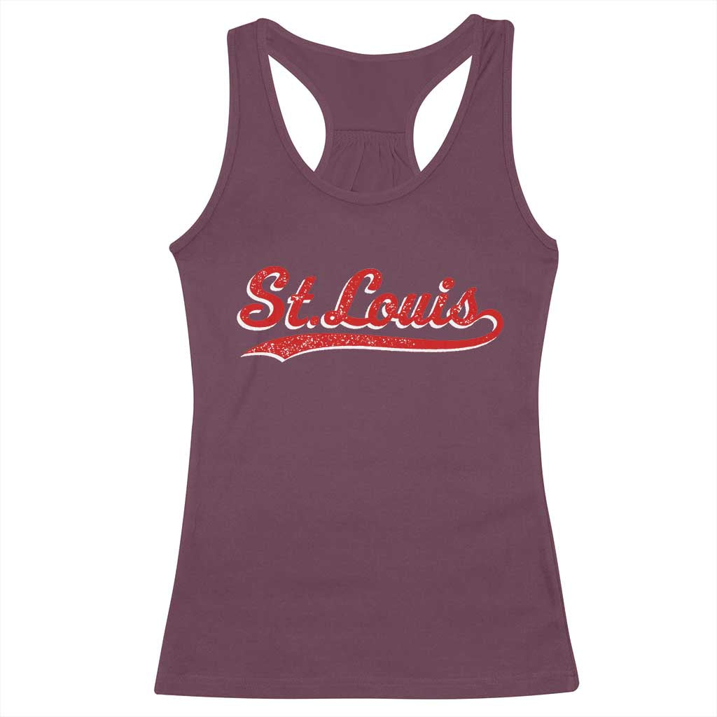 St Louis Sports Script Retro Baseball Lovers Proud City Racerback Tank Top