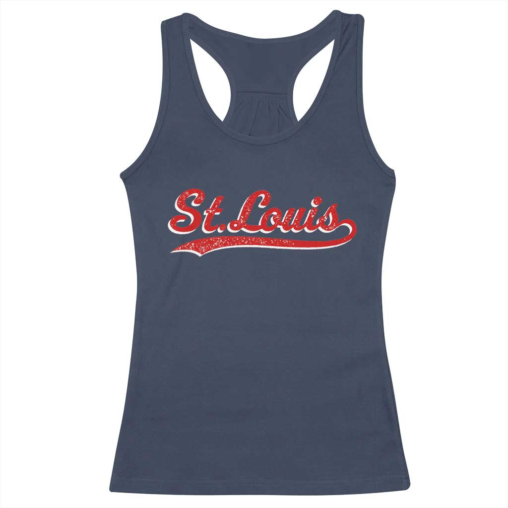 St Louis Sports Script Retro Baseball Lovers Proud City Racerback Tank Top