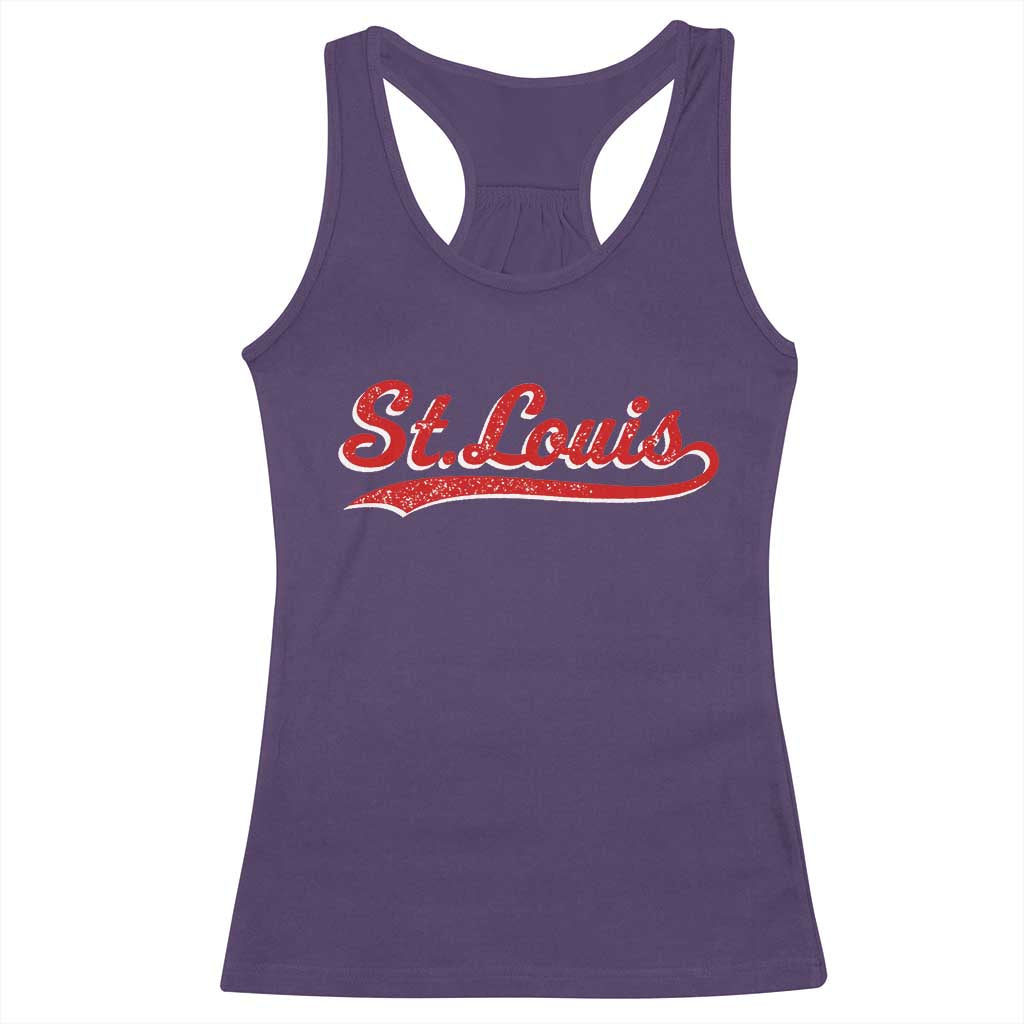 St Louis Sports Script Retro Baseball Lovers Proud City Racerback Tank Top