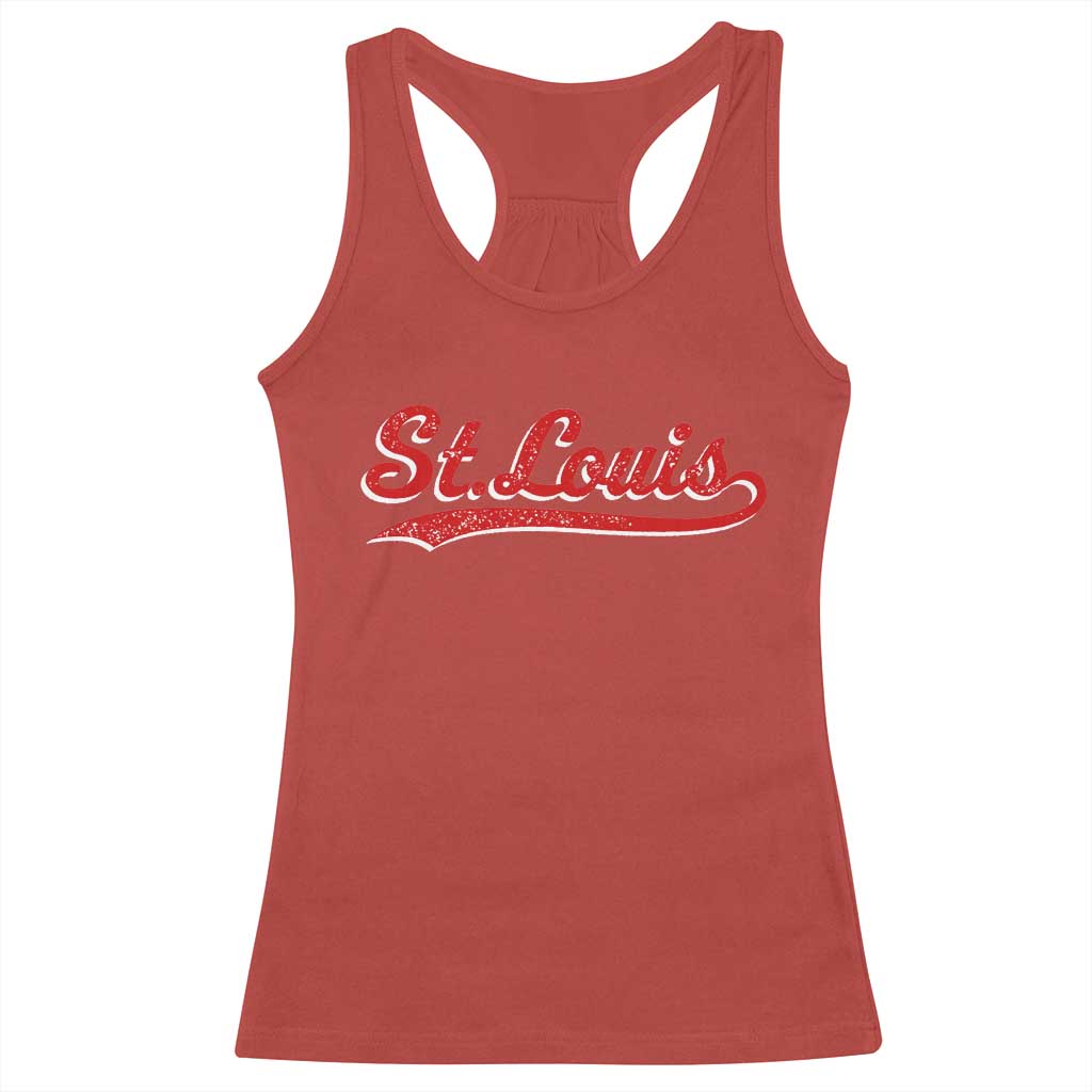 St Louis Sports Script Retro Baseball Lovers Proud City Racerback Tank Top
