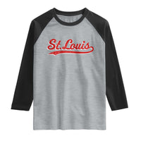 St Louis Sports Script Retro Baseball Lovers Proud City Raglan Shirt