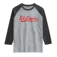 St Louis Sports Script Retro Baseball Lovers Proud City Raglan Shirt