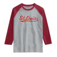 St Louis Sports Script Retro Baseball Lovers Proud City Raglan Shirt