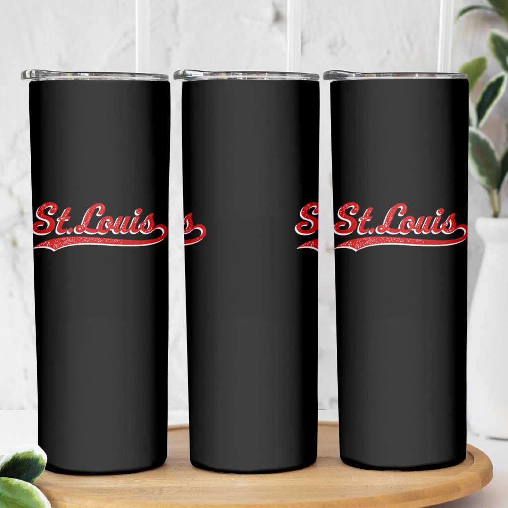 St Louis Sports Script Retro Baseball Lovers Proud City Skinny Tumbler