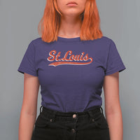 St Louis Sports Script Retro Baseball Lovers Proud City T Shirt For Women
