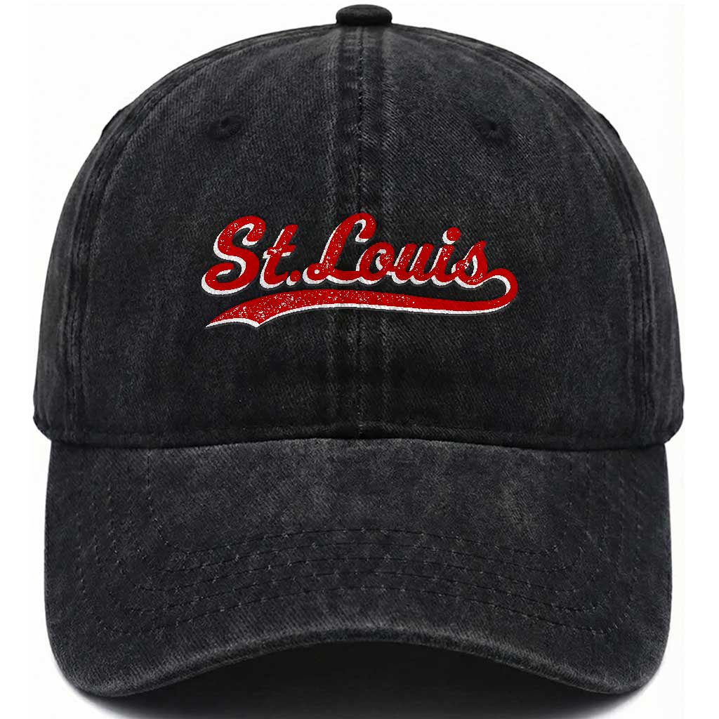 St Louis Sports Script Retro Baseball Lovers Proud City Washed Cotton Baseball Cap