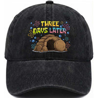 Three Days Later Christian Easter Washed Cotton Baseball Cap Funny Jesus Resurrection Meme