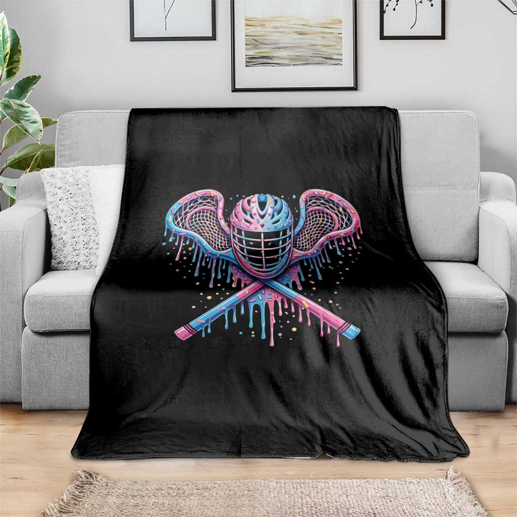 Lacrosse Drip Ice Cream Lax Helmet Sticks Sport Player Throw Blanket