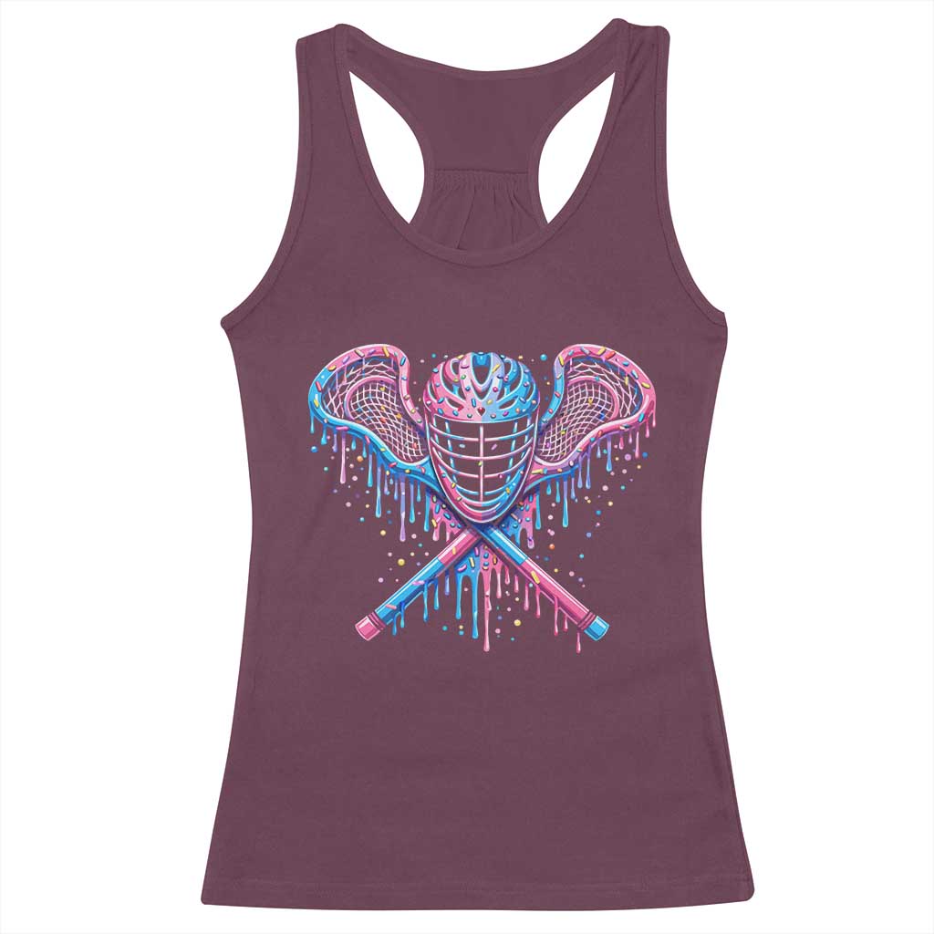 Lacrosse Drip Ice Cream Lax Helmet Sticks Sport Player Racerback Tank Top