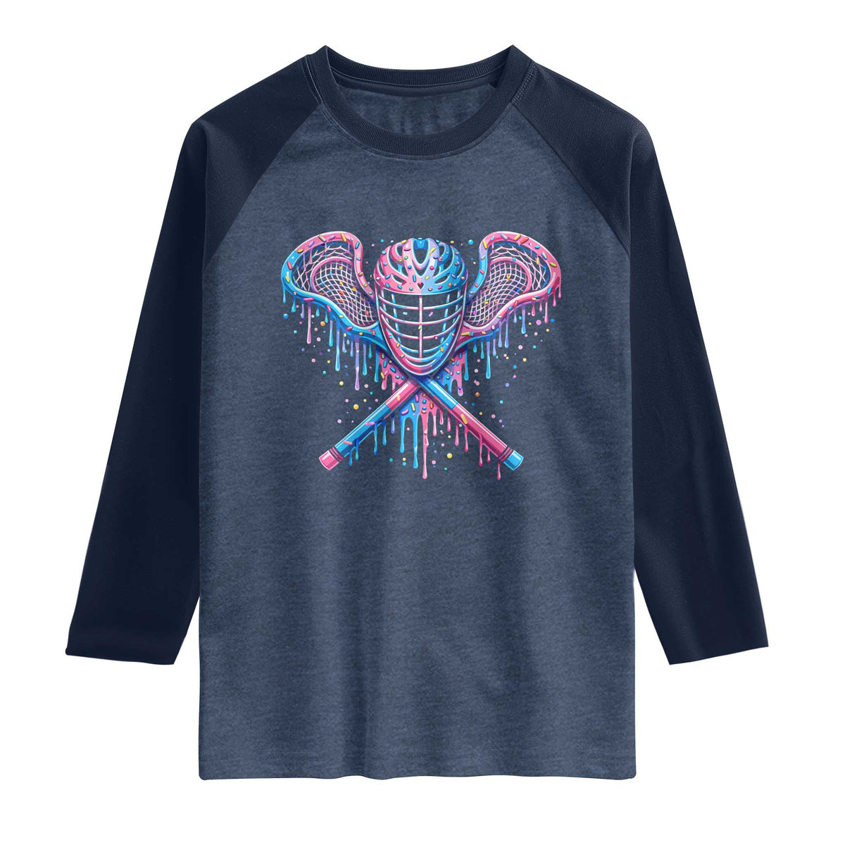 Lacrosse Drip Ice Cream Lax Helmet Sticks Sport Player Raglan Shirt