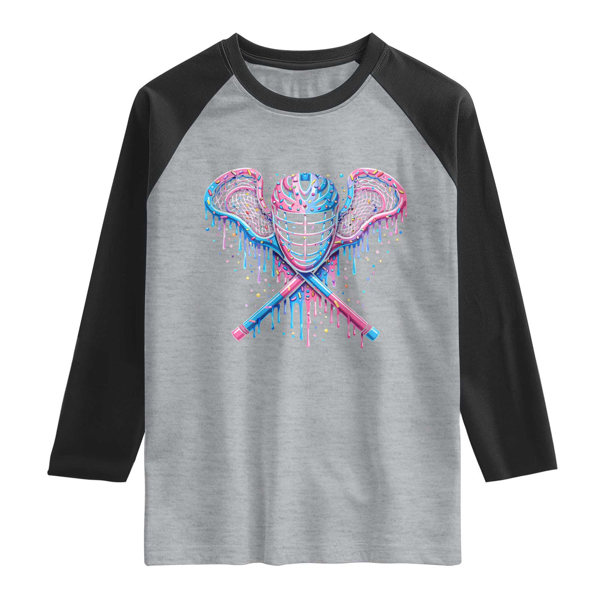 Lacrosse Drip Ice Cream Lax Helmet Sticks Sport Player Raglan Shirt