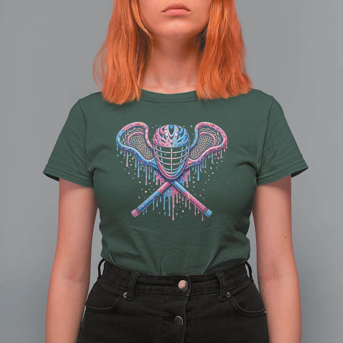 Lacrosse Drip Ice Cream Lax Helmet Sticks Sport Player T Shirt For Women