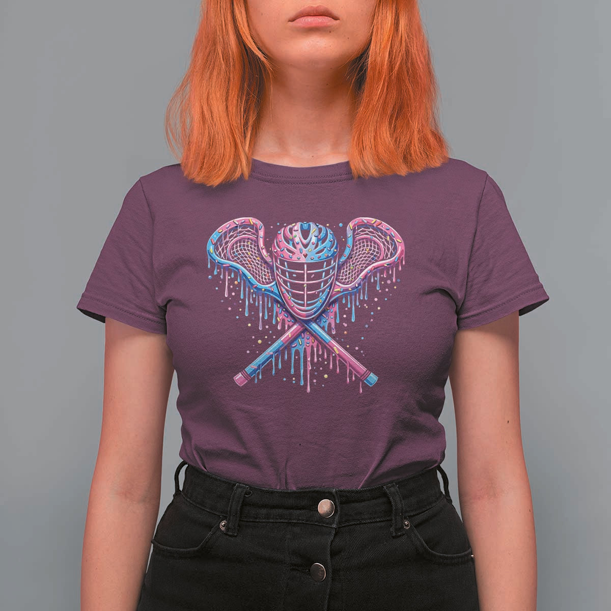 Lacrosse Drip Ice Cream Lax Helmet Sticks Sport Player T Shirt For Women