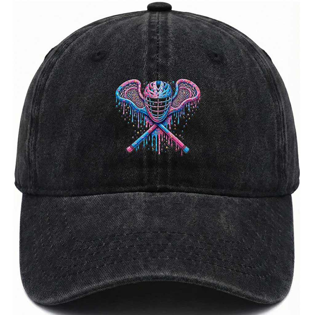 Lacrosse Drip Ice Cream Lax Helmet Sticks Sport Player Washed Cotton Baseball Cap