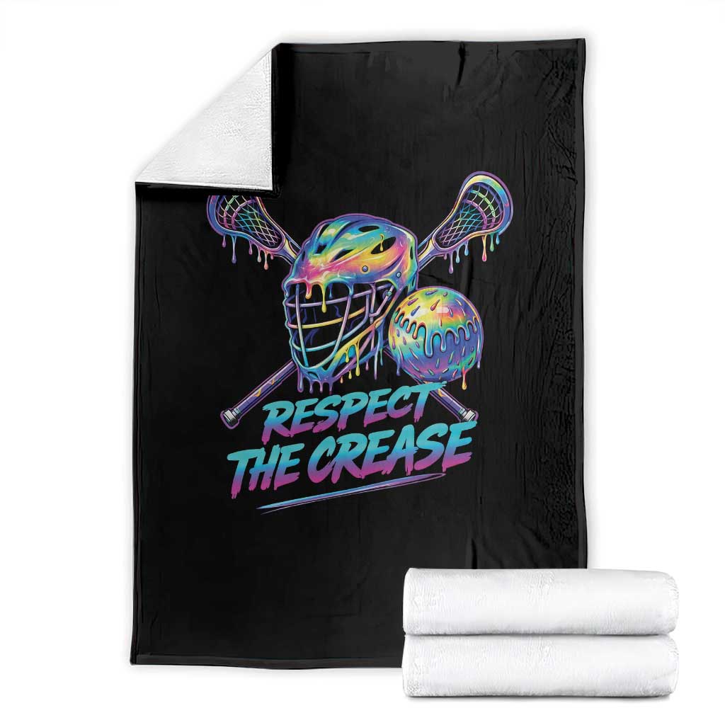 Respect The Crease Lacrosse Drip Throw Blanket Funny Lax Goalie