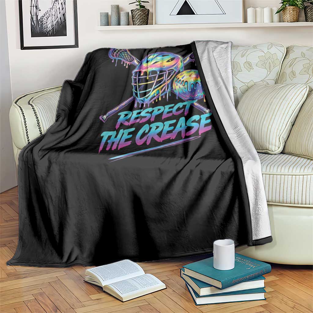 Respect The Crease Lacrosse Drip Throw Blanket Funny Lax Goalie