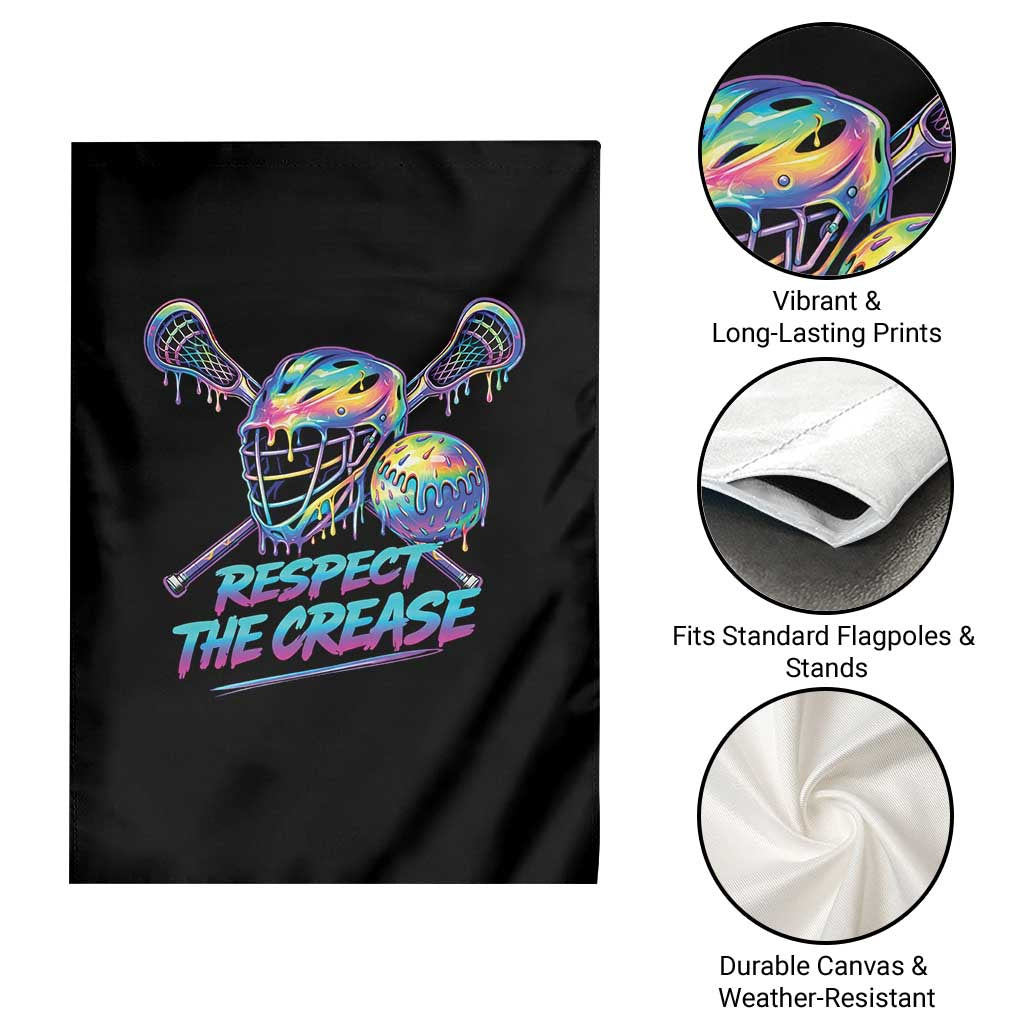 Respect The Crease Lacrosse Drip Garden Flag Funny Lax Goalie