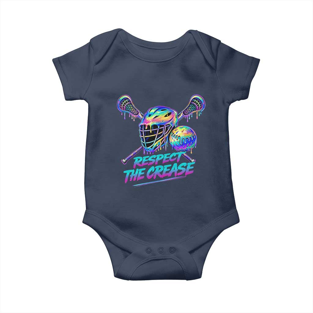 Respect The Crease Lacrosse Drip Baby Onesie Funny Lax Goalie