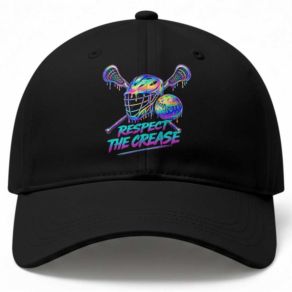 Respect The Crease Lacrosse Drip Baseball Cap Funny Lax Goalie